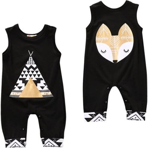 0-24Months Cute Fashion Summer Baby Boys Girls Infant Clothes Tribe Print Romper Jumpsuit One Pieces Sleeveless Print Outfits