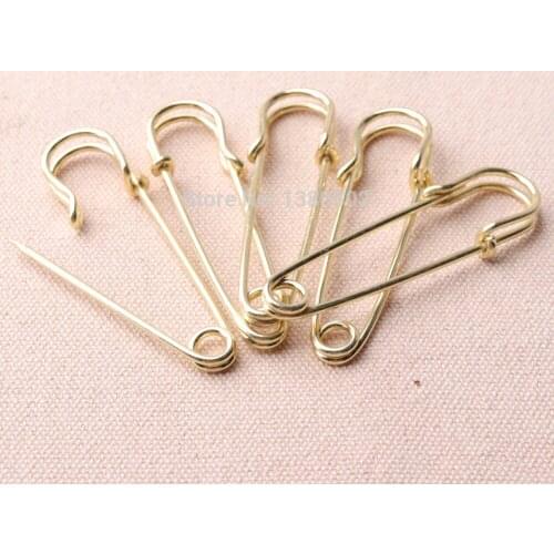 10pcs/lot 50*10mm/ 75*15mm gold color brooch sewing tool metal safety pin label pins