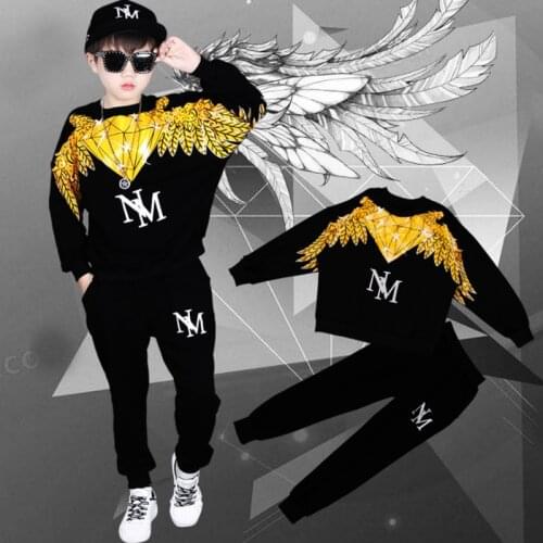 Spring Autumn Children Boys Girs Clothing Cotton Long Sleeve Diamond Sets Kids Clothes Tracksuit Baby T-Shirt Pants 2 Pcs/Suit