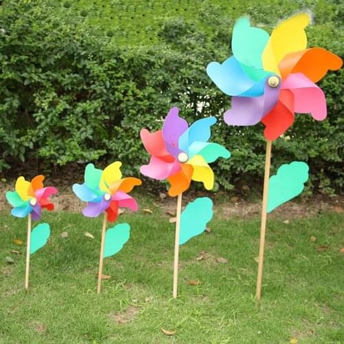 24cm Wood Garden Yard Party Windmill Wind Spinner Ornament Decoration Kids Toys Dropship