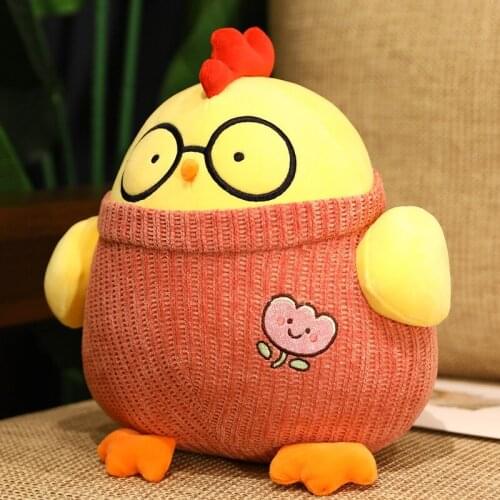 30/40/50CM Cute New Dr. Chicken Plush Toy Kawaii Brown Red Plush Animal Doll Stuffed Doll Home Decoration Girl Holiday Gift