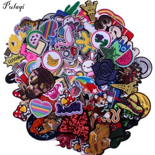 30PCS/lot Embroidery Patches Mixed Random Cute Cartoon Iron On Patches for Clothing Stickers On Clothes Kids Jeans Fashion Style