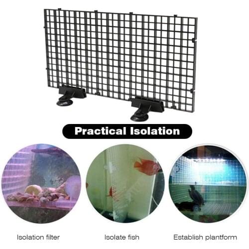 4Pcs Aquarium Divider Tray Plastic Grid Aquarium Egg Crate Light Diffuser Fish Tank Divider with 8 Pcs Sucker Clip Cleaner