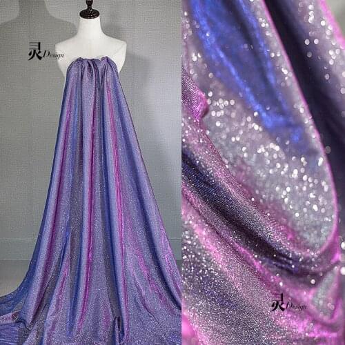 50cm*150cm Dream Reflective Laser Cloth Starry Sky Magic Color Bright Elastic Fabric Creative Wedding Dress Fabric