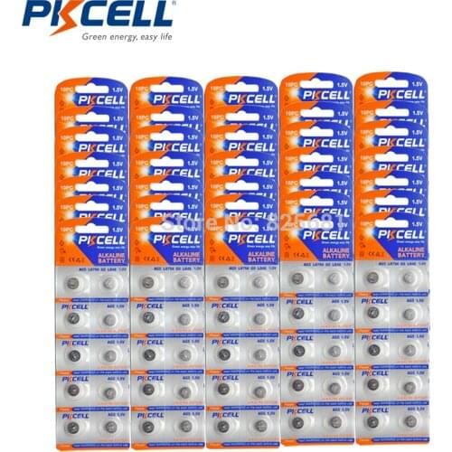 500Pcs/5Pack AG5 PKCELL Alkaline Button Coin Batteries LR48 193 754 1.5V 60mAh for Bullets Watches Calculators Remote Controls