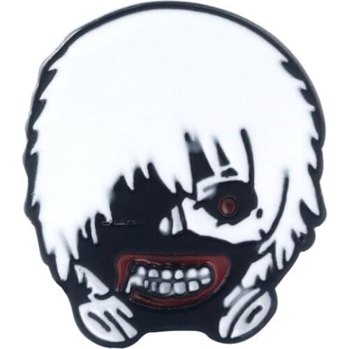 Anime Cartoon Tokyo Ghoul Kaneki Ken Mask Enamel Alloy Badge Brooch Pin Clothes Lapel Accessories