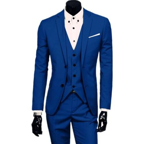 Blazer Pants Vest Mens Suit 3 Piece Groom Set Business Solid Color Large Size Jacket Coat Trousers Professional Work Clothes