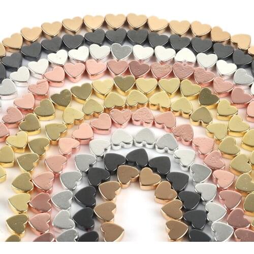67pcs/lot 6mm Natural Stone Beads Love Heart Shape Hematite Beads Loose Spacer Beads for Jewelry Making DIY Bracelet Necklace