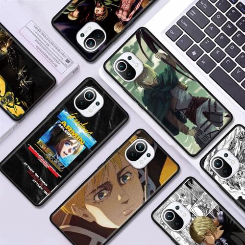Attack On Titan Case for Xiaomi Mi Poco X3 NFC 11 Ultra 10T Pro 9T M3 Black Phone Bag CC9 Note 10 A2 Lite F1 Armin Arlert Cover