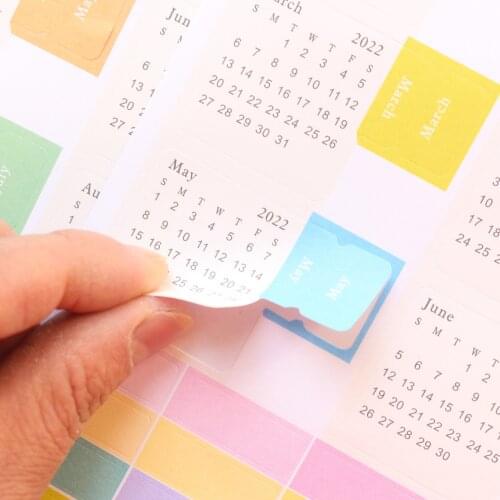 Domikee classic colored 2021-2022 year calendar journal stickers office school date index label for diary planner stationery