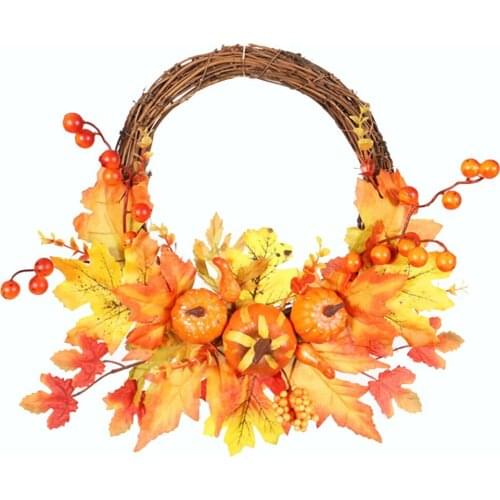 1pc Artificial Garland Fruit Branch Autumn Maple Leaf Artificial Halloween Door Decor Garland Wreath