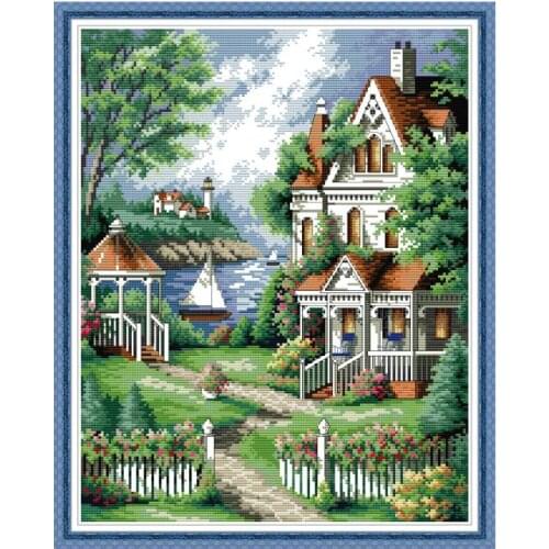 Joy Sunday Dream Home F954 Counted and Stamped Home Decor Country House Landscape Needlework Embroidery DIY Cross Stitch kits