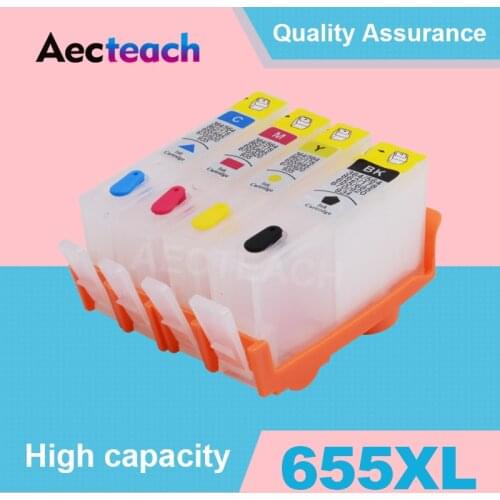 Aecteach 4 Color Empty Ink cartridge for HP 655 XL for HP Deskjet Ink Advantage 3525 4615 4625 5525 6520 6525 Printer