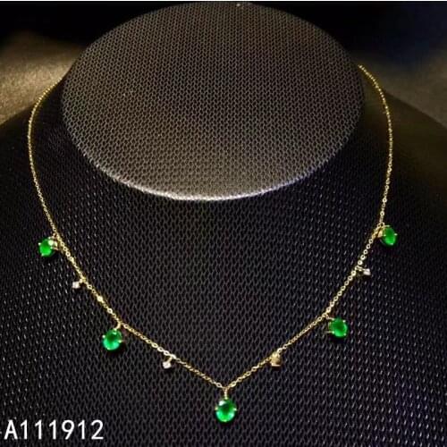 KJJEAXCMY fine jewelry natural Emerald 925 sterling silver gemstone new women pendant necklace chain support test elegant