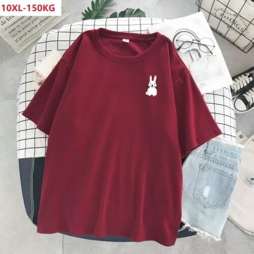 Summer cartoon rabbit t-shirts women short sleeve tshirt soft tees oversize 8XL 10XL home casual cotton tops 58 100KG 150KG 60
