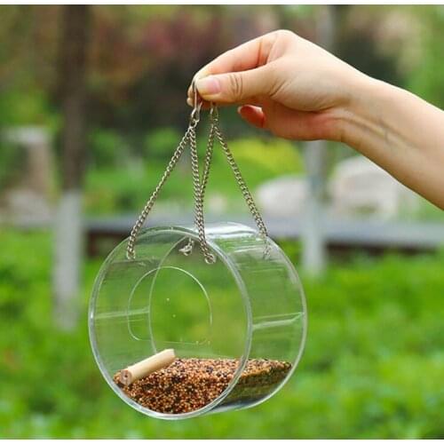 Round / Triangle Wild Bird Feeder Toy Cage Outdoor Garden Seed Food Tree Hanging