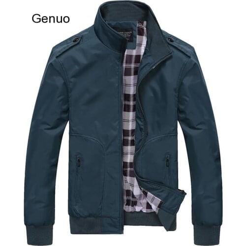 Mens Jackets Spring Autumn Casual Coats Solid Color Mens Sportswear Stand Collar Slim Jackets Male Bomber Jackets 4Xl