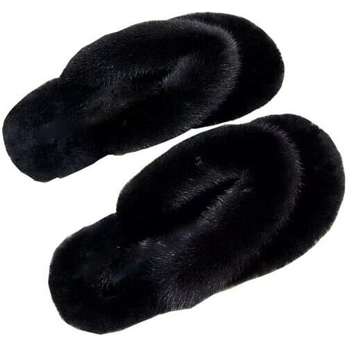 SUMMER 2021 Womens Slippers 100% mink Hair Clip Toe Hair Slippers Flat Shoes