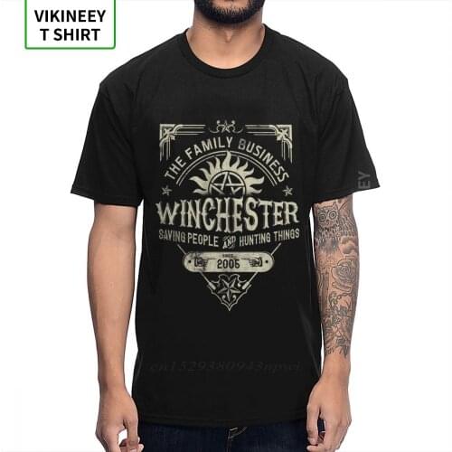 Hip Hop Supernatural Winchester Business T Shirt For Men 2020 New Design T-Shirt Big Size Homme Tee Shirt