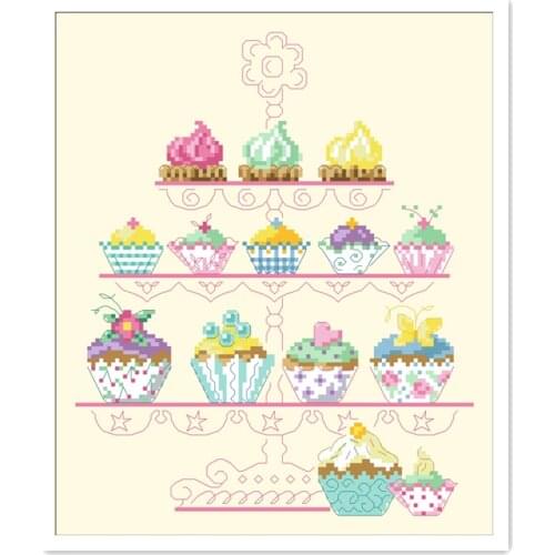 Cakes cross stitch kits package 18ct 14ct 11ct light yellow cloth silk cotton thread embroidery DIY handmade needlework