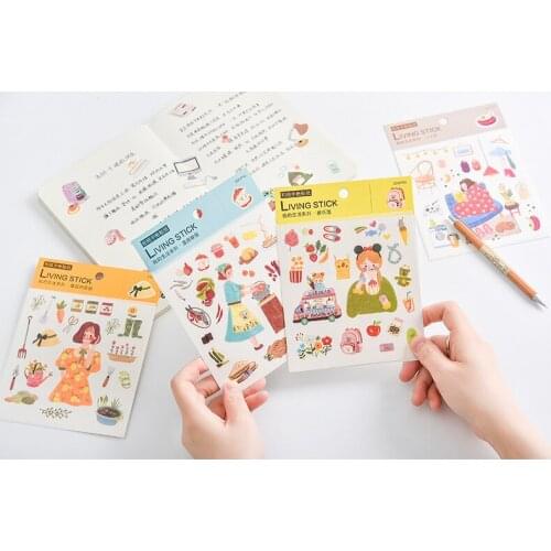Lovely girl living paper sticker diy decoration sticker for album scrapbooking stationery sticker gift for kids