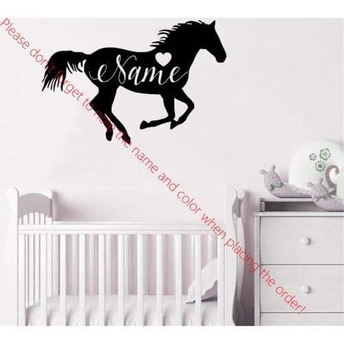 Custom Baby Name Personalised Wall Sticker Zodiac Horse Wall Decal For Kids Room Bedroom Sticker Murals Animal Vinyl ph707
