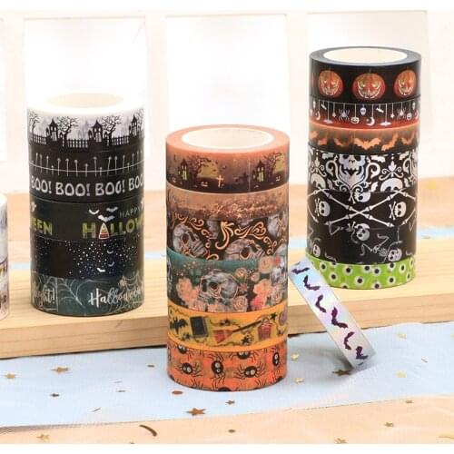 NEW 15mm*10M skull Halloween washy tape pumpkin ghost tape , Vampire Graves Adhesive Tape Scrap booking tape