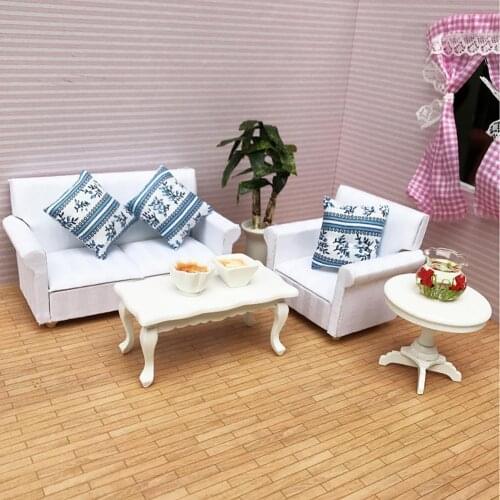 New Style 1:12 Miniature Sofa Comfortable Realistic Wood Dollhouse Modern Sofa for Girls Pretend Play Accessories Supplies