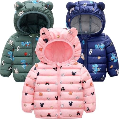 Autumn Winter Baby Kids Solid Outerwear Infants Boys Girls Mickey Minnie Hooded Jacket Coats Clothing Child Christmas Clothes