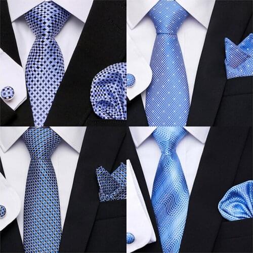 Great Quality Nice Handmade Tie Handkerchief Pocket Squares Cufflink Set Tie Clip Necktie Fathers Day