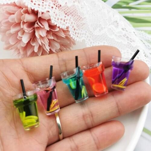 10pcs Resin Fruit Bottle Charms Summer Cool Juice Beverages Bottle Pendants Charm Handmade DIY Earring Jewelry Accessories