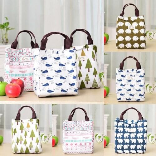 Portable Insulated Lunch Bag Pattern Printed Food Container Bag School Camping Office Food Storage Bags Outdoor Picnic Bag