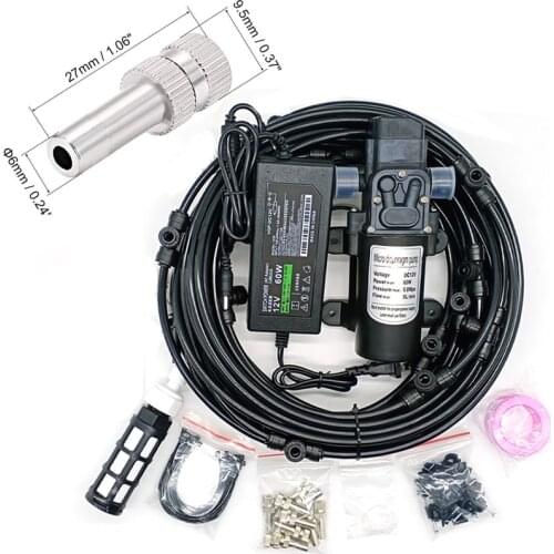 HEMAN Outdoor Misting Cooling System Patio, Irrigation Watering Sprinkler Spray Fog Misting System with Diaphragm Pump 6-18M