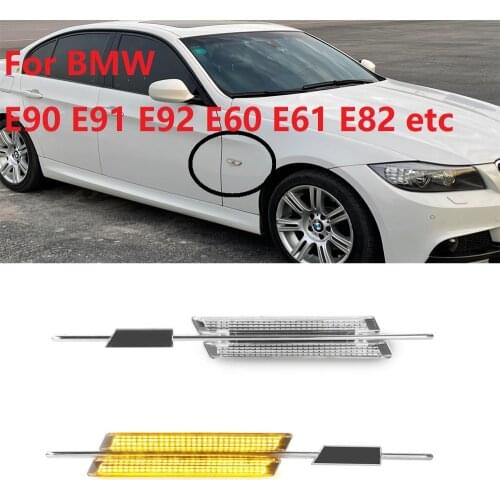 2Pcs LED Dynamic FlowingAmber Side Marker Turn Signals Light For BMW1/3/5Ser E60 E61 E81 E82 E87 E88 E90 E91 E92 E93 With M Logo