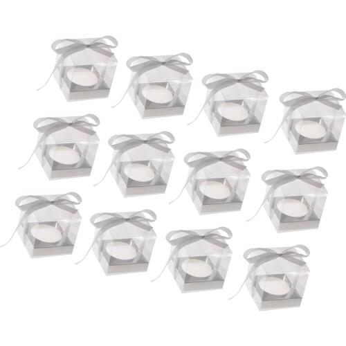 Pack of 12 Clear Gift Boxes with Ribbon Wedding Party Bomboniere Candy Cookie Cake Favor Box