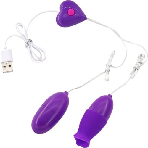 EXVOID Dual Egg Vibrator Sex Toys for Women Sucker USB Power Vagina G Spot Massager Waterproof Tongue Oral Licking Vibrators