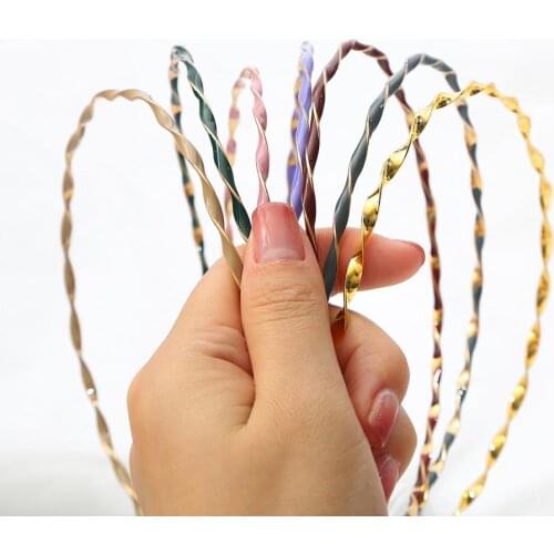 Wavy Shiny Metal Color Headband Summer New Fashion Hairband For Women Girls Women Chic Super Thin Glitter Hair Accessories