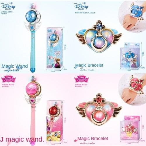 Disney Frozen Elsa Magic Set Princess Magic Wand Magic Bracelet Toy Music Light Toy Girl Birthday Christmas Gift