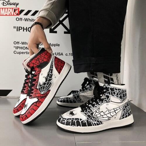 Disney high top animation shoes trend versatile basketball shoes mens Marvel co branded board shoes