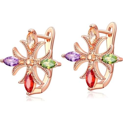 YJGS New Fashion Super Flash Color Zircon Dangle Copper Earrings Cross Hoop Joyeria Earring Bijuterias Femininas Engagement Gift