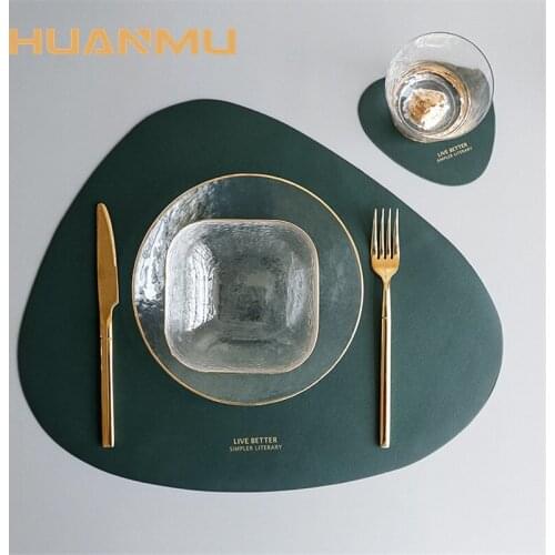 2PCS Nordic Leather Placemat Household Triangle Oil-proof Insulation Pads Bowl Cup Mat Soft Place Non-slip Mats For Kitchen