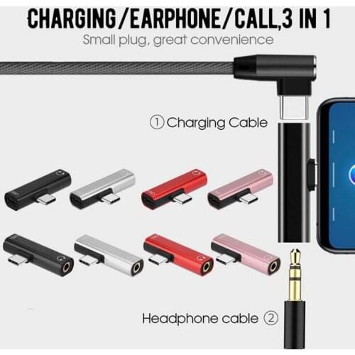 200pcs/lot Type C Audio Adapter 2 in 1 Type-C to 3.5mm Jack Earphone Cable USB-C Charging Charge Code for Samsung Xiaomi Huawei