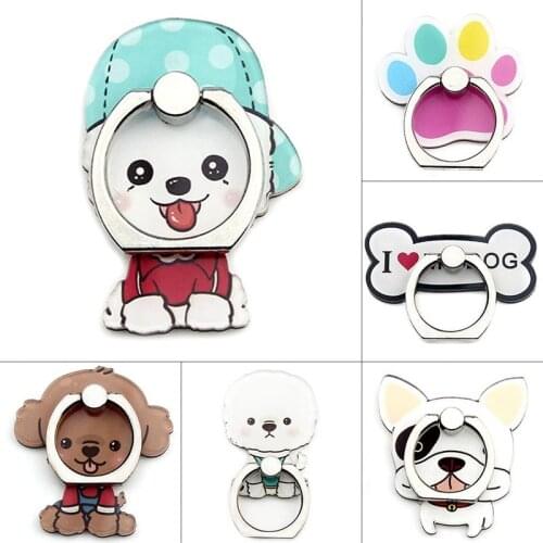 2019 new 360 degree rotating cartoon cute dog bone acrylic mobile phone ring bracket for iPhone6s 7 8p Xs max Xr
