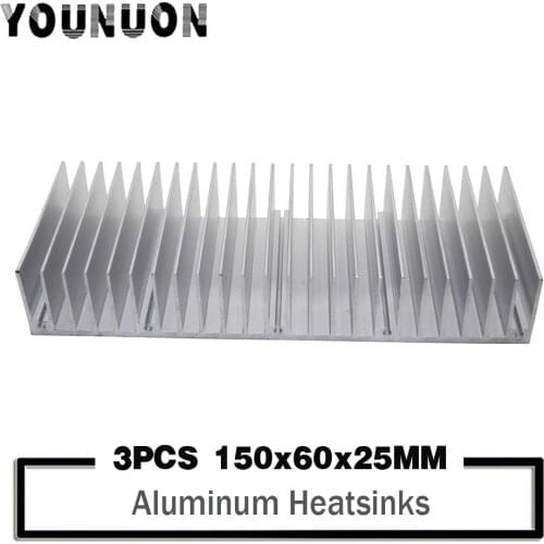 3PCS YOUNUON 150x60x25mm Aluminum heatsink Extruded heat sink for LED Electronic heat dissipation cooling cooler 150*60*25mm