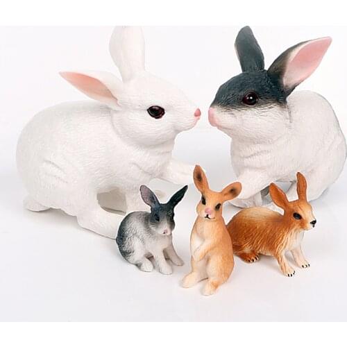 5pcs/set Rabbit Family Plastic Models Simulation Animal models action & figures Doll Collection Decorate home Kids toys gift