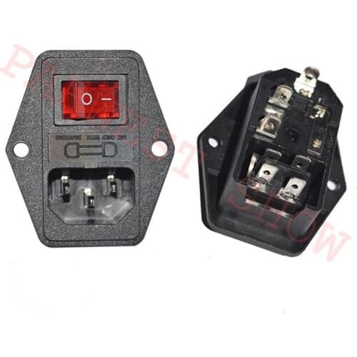 5PCS Switched Power Socket Connector AC 250V Lighting with Fuse Holder for Arcade Computer Cabinet Jamma Arcade Kit Parts