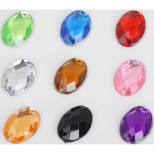 50PCS 13*18mm Oval Flatback Acrylic Sew On Rhinestone for Dancing Dress Clothing Shoes Decoration DIY Making