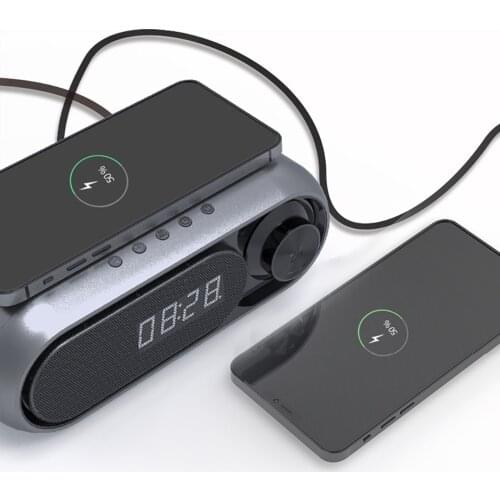 Clock Mini Wireless Speakers Time Display With Mobile Phone Wireless Charging Function Wired Loudspeaker Stereo Subwoofer