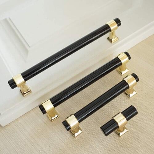3'' 3.78'' 5'' Black Acrylic Cabinet Pulls Handles Black Knobs for Drawer and Dresser Zinc Alloy Pulls Modern Furniture Hardware