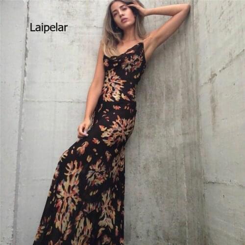 Floral Print Summer Spaghetti Strap Women Long Dress Sexy Sleeveless Backless Famale Vintage Boho Party Vestidos 2021
